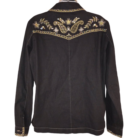 Victor Costa Embroidered Denim Jacket - Picture 6 of 13